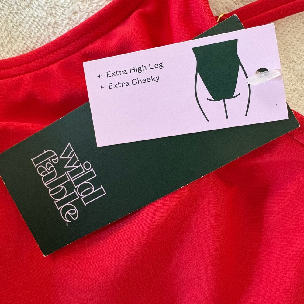 XS Wild Fable Red Extra High Leg Cheeky One Piece Swimsuit New - Picture 9 of 10